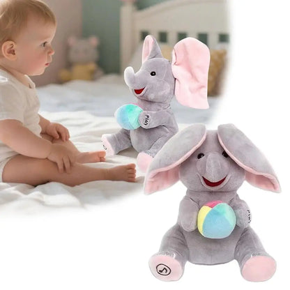 Animated Elephant Toys Plush Singing Elephant with Ears Moving Electric Plush Toy Cute Elephant Stuffed Animal Toy Baby Gift