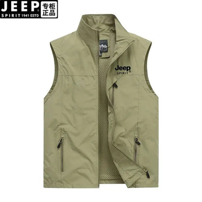 Jeep summer new vest men's outdoor leisure, middle-aged and young photography, fishing vest, horse clip sports jacket men