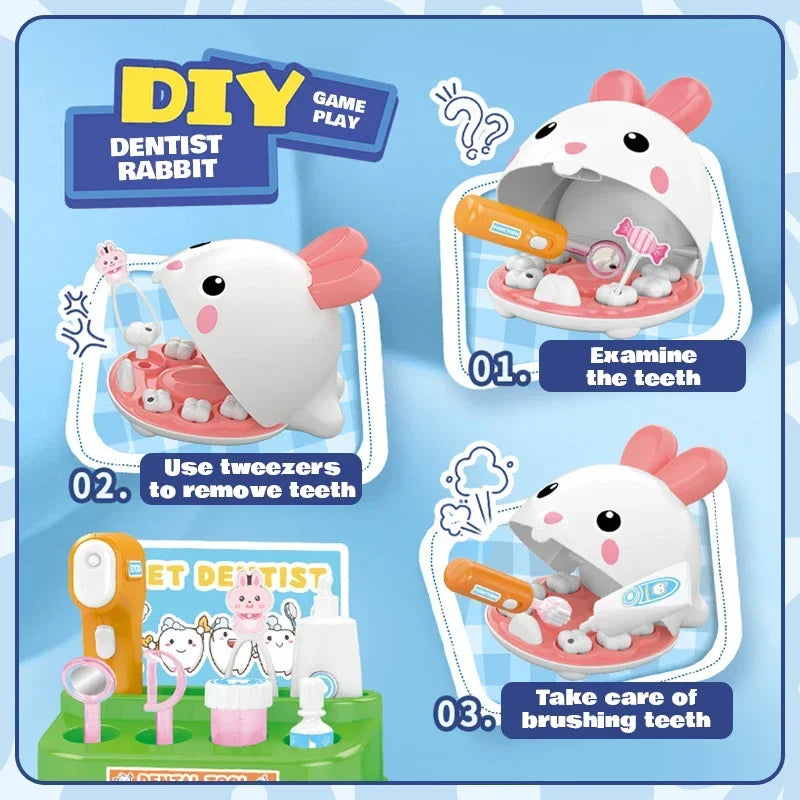 Dentist Hospital Play Role Play Toy Pet Doctor Set for Kids Children Dental Care House Play Set Medical Accessories for Girls