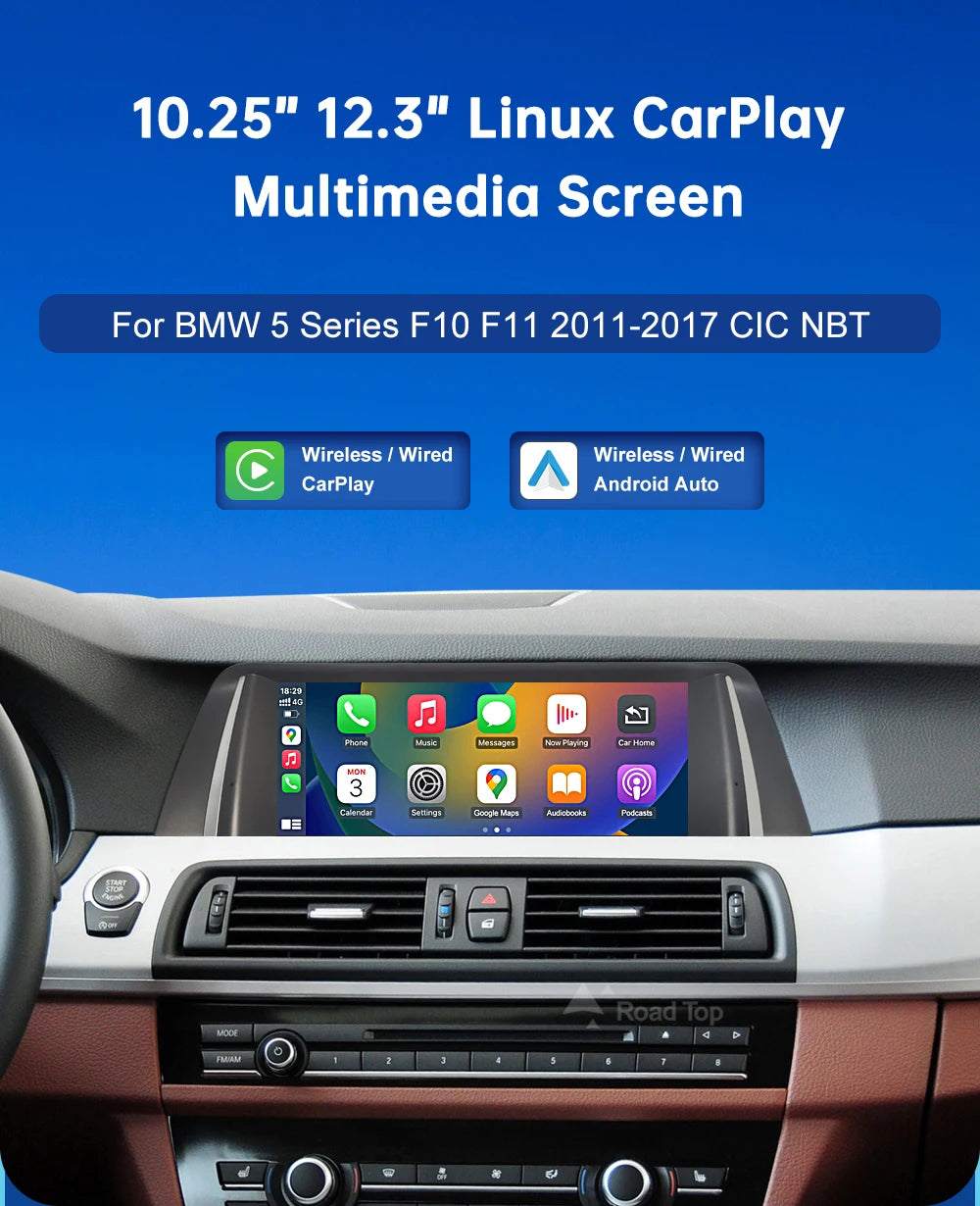 10.25 Inch Linux Display Multimedia Player For BMW Car 5 Series F10 F11 2011-2017 CIC NBT GPS Carplay Touch Screen