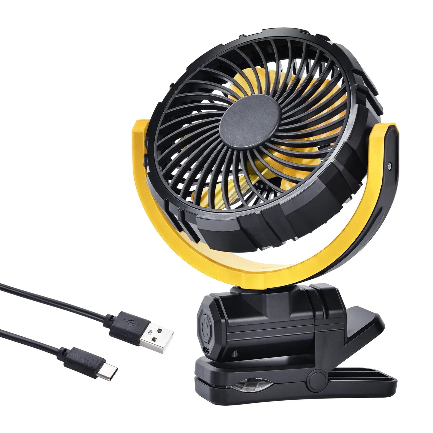 Portable Car Clip on Fan 2000mAh Battery Rotate 5V USB Rechargeable Mini Cooler Fan Car Electronic