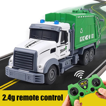 Remote control sanitation vehicle charging children's dump truck toy, RC remote control truck toy with light/sound effects