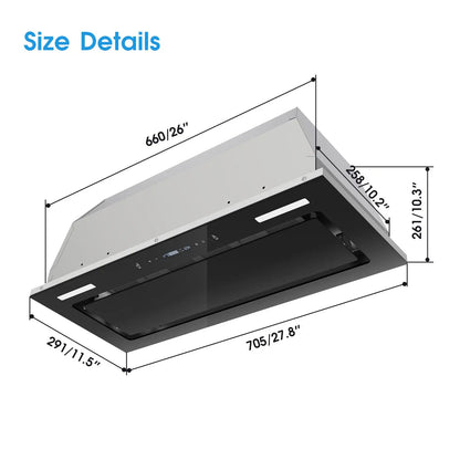 Tieasy 30 inch 900CFM Built-in Gesture Touch Sensing Control Ducted/Ductless Kitchen Range Hood YYB1670T
