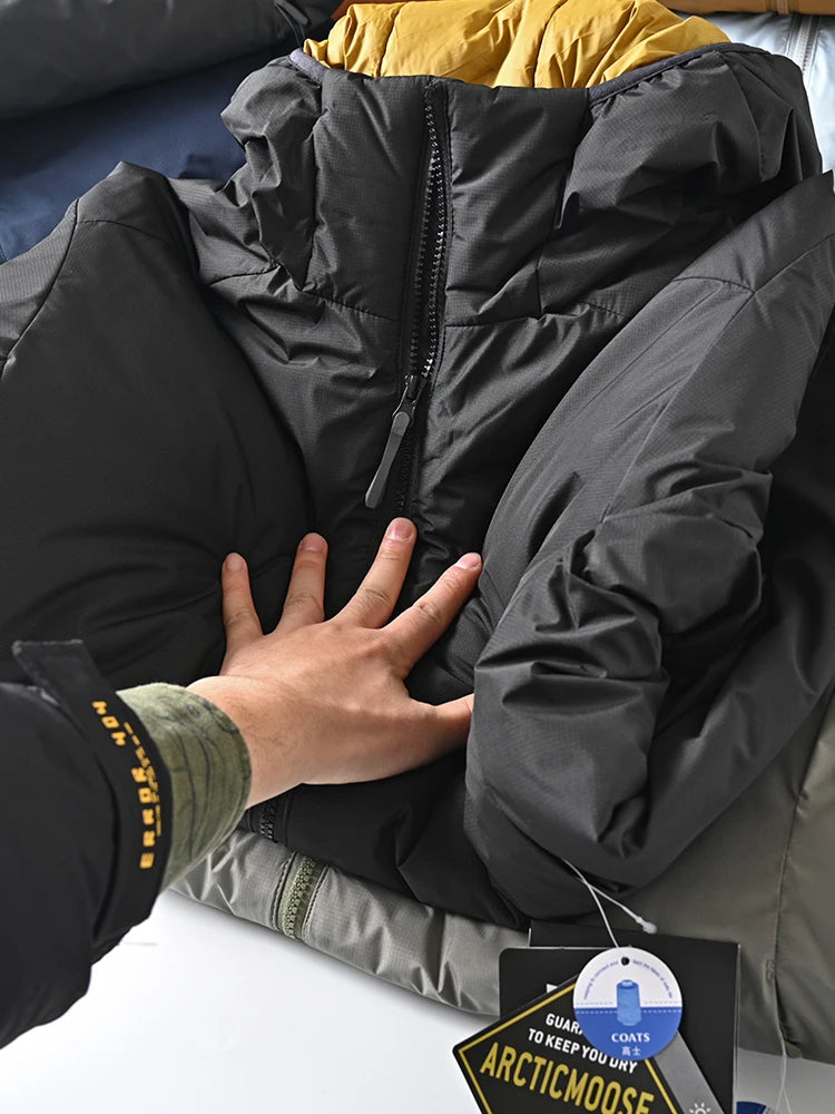 Thickened Outdoor Casual Cotton Jacket Men's Fashion City Style Windproof Warm Hooded Coat Regular Length Loose Fit Coat
