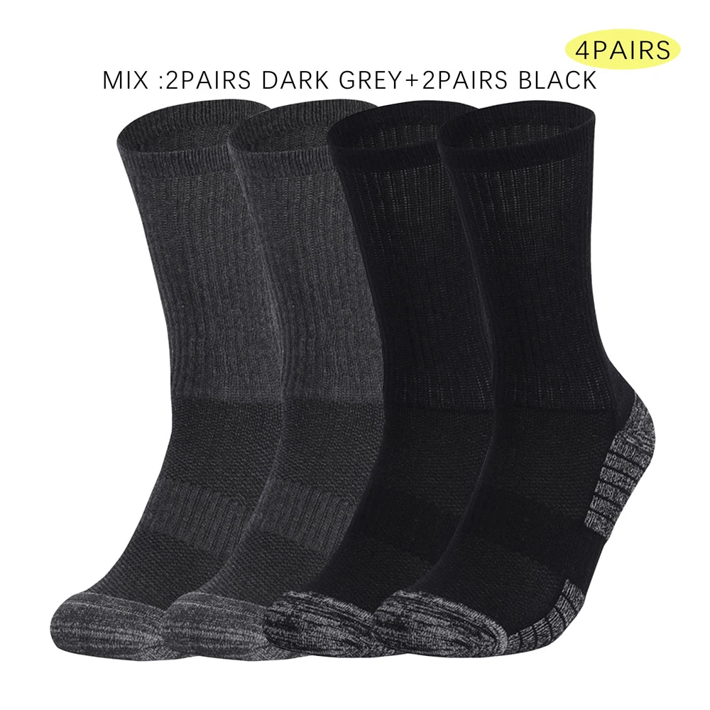 4 Pairs Heavy Duty Cushioned Work Socks Anti-Slip Sweat Wicking for Mining Hiking Outdoor Men Size 39-50