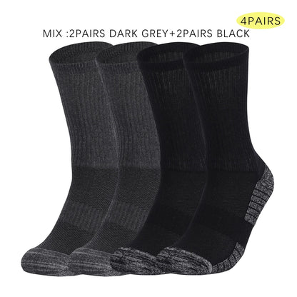 4 Pairs Heavy Duty Cushioned Work Socks Anti-Slip Sweat Wicking for Mining Hiking Outdoor Men Size 39-50