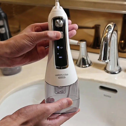 Waterpulse Oral Irrigator Dental Water Flosser Teeth Whitening Waterproof Portable Dental Water Jet Floss 320ML Teeth Cleaner