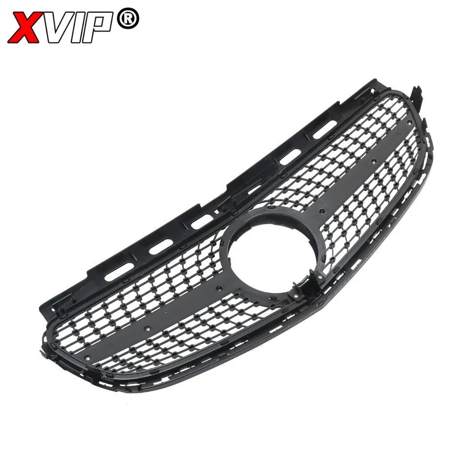 XVIP Chrome Black Diamonds Style Upper Grille Grill For Mercedes Benz E-Class W212 4 Door 2014-16 E200 E250 E300 E350 E400 E500