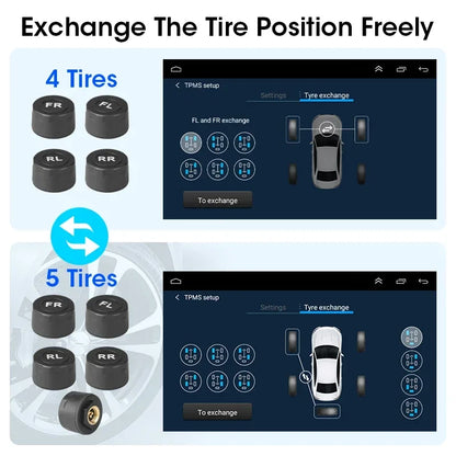 TPMS Car Tire Pressure Alarm Monitor Display System for Android USB Car Navigation Player Temperature Warning Sensors Tire Gauge