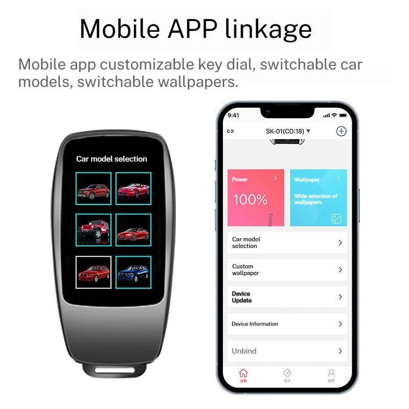 LCD Smart Remote Car Key With Mobile Phone Interconnect Touchscreen Digital One-Key Start Comfort Entry For Benz