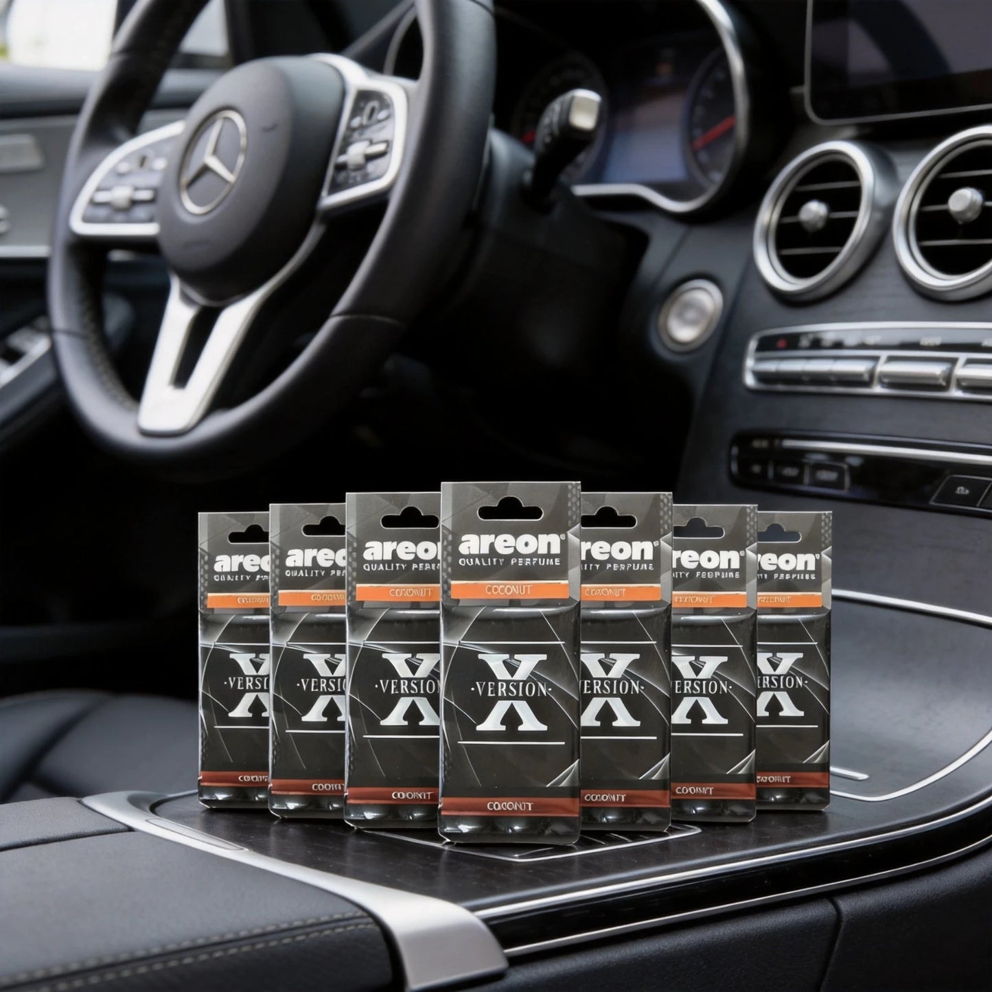 areon 5/20pcs COCONUT Scent Car Air Freshener, Natural Tea-Scented Paper, Car-Mounted Hanging Type, Car Interior Accessories
