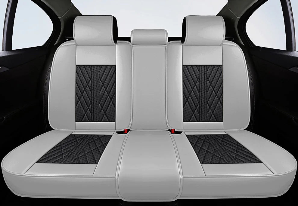 Universal fitting waterproof breathable soft Napa leather car seat cover set for cushion protection. Suitable for sedan and SUV