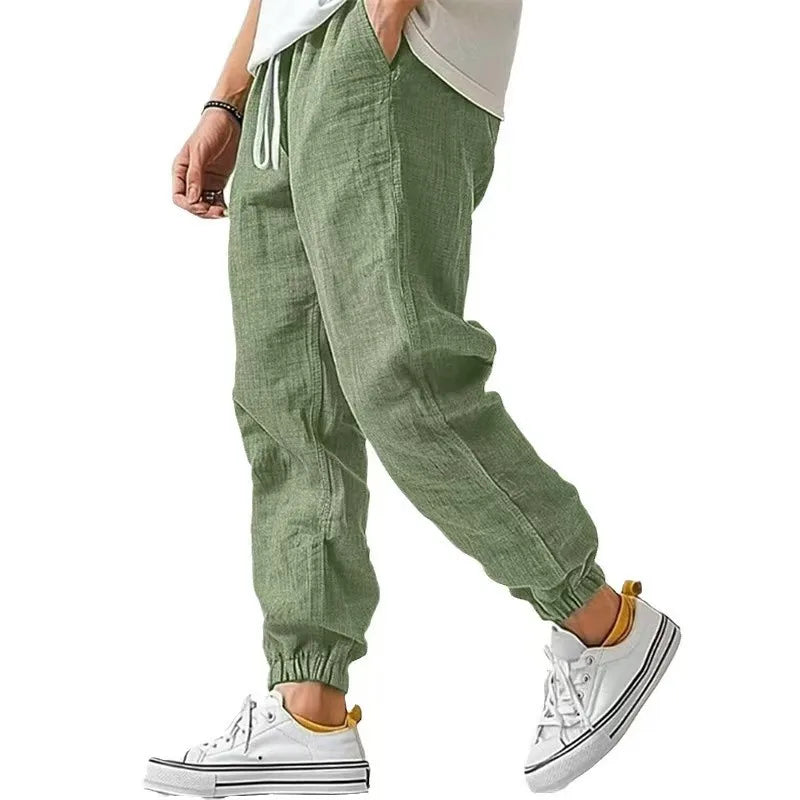 Harem Pants Cotton Linen Yoga Trousers Men Solid Color Sweatpants Joggers Sport Male Casual Gym Man Hiking Baggy Work Pants