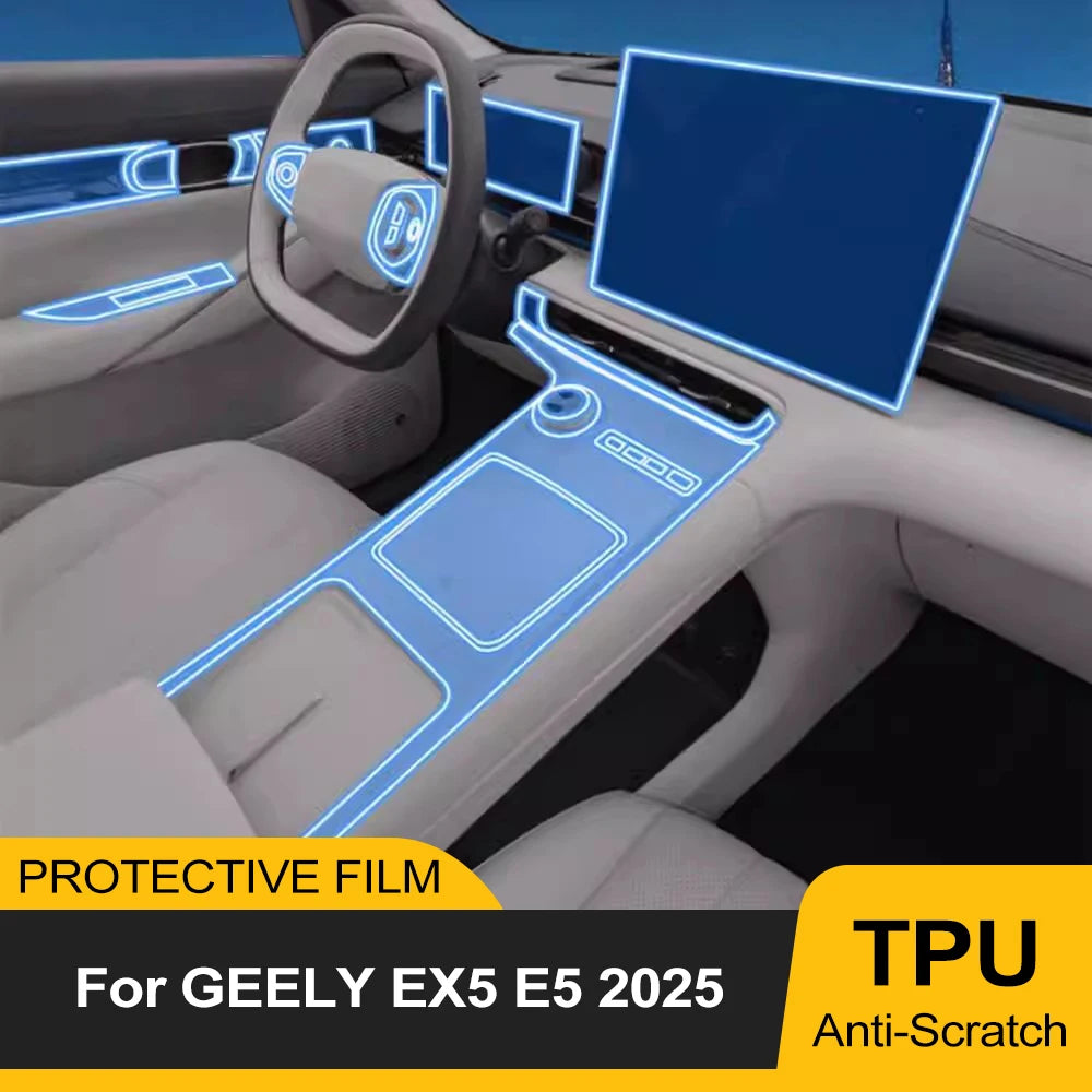 Transparent TPU Protective TPU Film for GEELY EX5 E5 2025 Car Interior Central Control Navigation Panel Pre-cut PPF Sticker