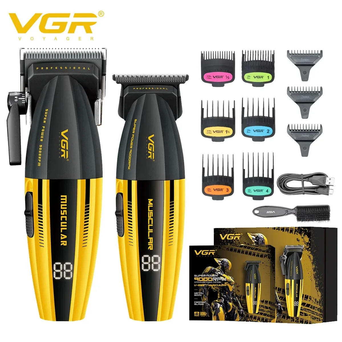 VGR Hair Trimmer Professional Hair Cutting Machine Electric Clippers Cordless Barber Haircut Rechargeable Trimmer for Men V-285