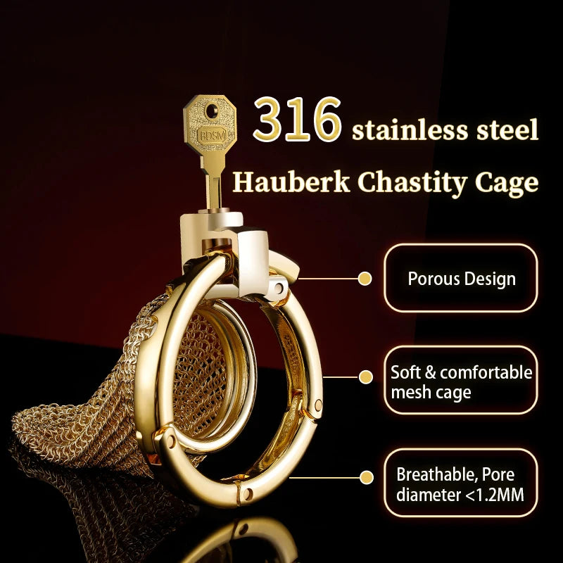LOCKINK Male Metal Chastity Cage Mesh Femdom Cock Cage Sexy Adult Man Chastity Device Chastity Lock Ajustable Cock Ring Sex Toys
