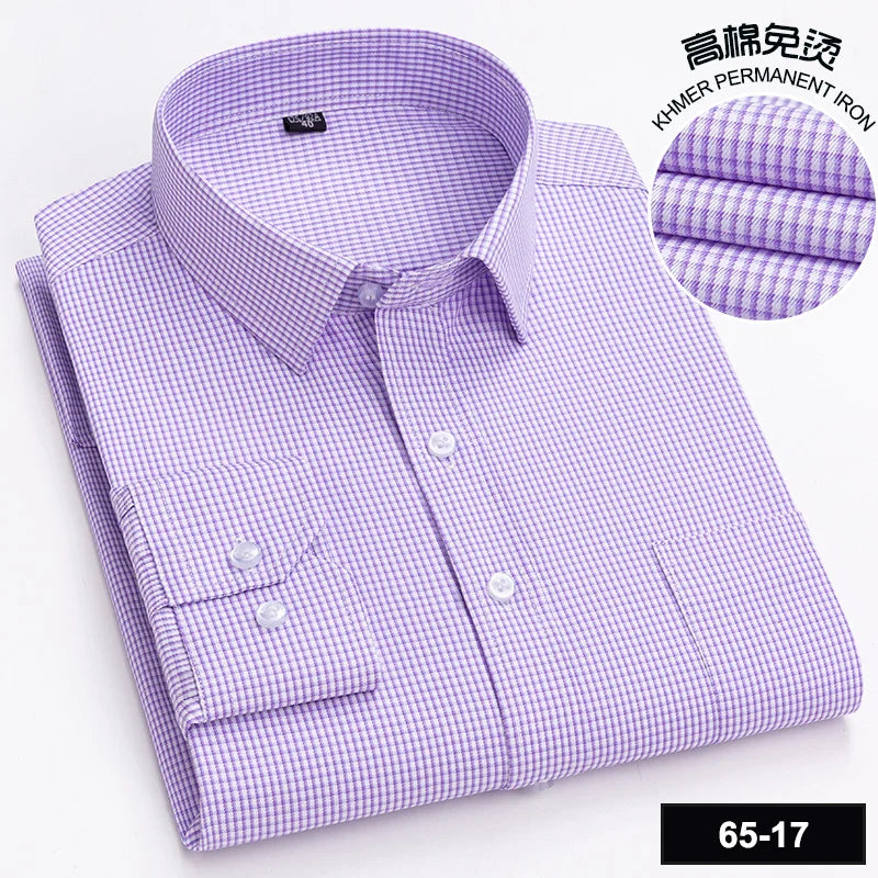 Men's High-quality Fashion Casual Print Plaid Stripe Long Sleeve Shirts Single Pocket Comfort Fit Business Formal Office Blouses