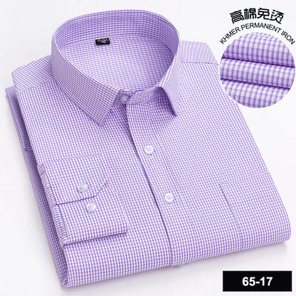 Men's High-quality Fashion Casual Print Plaid Stripe Long Sleeve Shirts Single Pocket Comfort Fit Business Formal Office Blouses