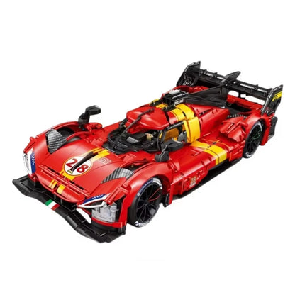 1：8 Technical Super Sport Racing Red F Car Building Blocks Hypercar 499P Car Assembling Bricks Model For Boys Birthday Gifts