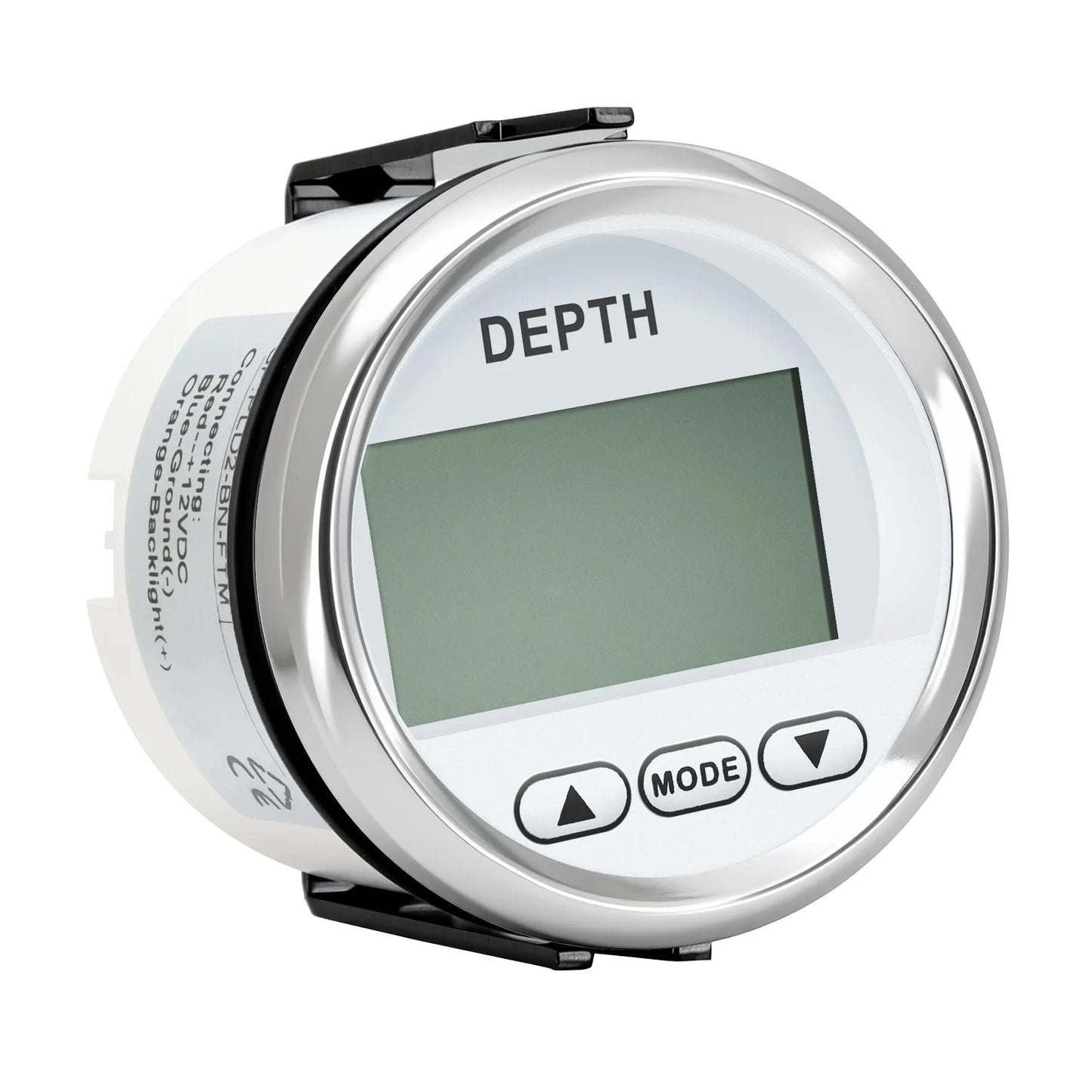 52MM Marine Digital Depth Gauge Indicator Waterproof for Yachts Fishing Boats Pulse Signal White Backlight Depth Transducer