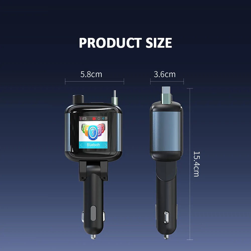 Color Screen Bluetooth FM Transmitter Car Charger 83W PD Fast Charger Car Radio with Mic For Wireless Hands Free Call MP3 Player