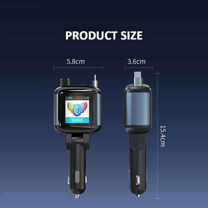 Color Screen Bluetooth FM Transmitter Car Charger 83W PD Fast Charger Car Radio with Mic For Wireless Hands Free Call MP3 Player