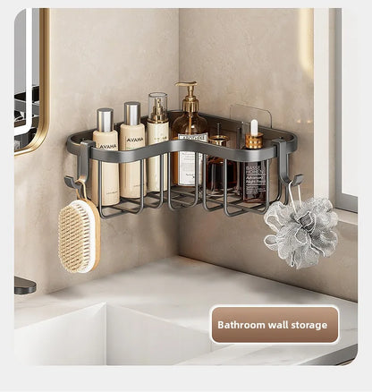 Kitchen Carbon Steel Sink Drain Rack No-Punching Wall Mounted Corner Dishcloth Storage Rack Waterproof Space Saving