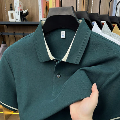 100% pure cotton men's polo shirts summer high-end comfort breathable short sleeve golf business stylish everyday essential top