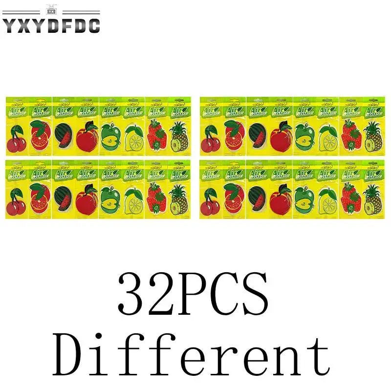 3-80pcs Fruit Car Air Freshener Natural Aromatherapy Tea Paper Hanging Perfume Vanilla Auto Parts Interior