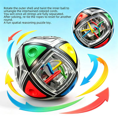 Twisty String Puzzle Ball, 3D Brain Teaser Fidget Cube Toy, Color Matching Logical Thinking Game for Kids Ages 3+