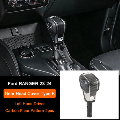 Carbon Fiber Car Interior Overlay Accessories For Ford Ranger Raptor Wildtrak T9 2022-2025, Central Gear Shift Panel Door Trim