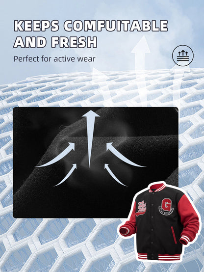 Men's Letterman Jacket Vintage Vasity Baseball Coat Casual Streetwear Outerwear with 'G' Letter Embroidery & Inner Pocket
