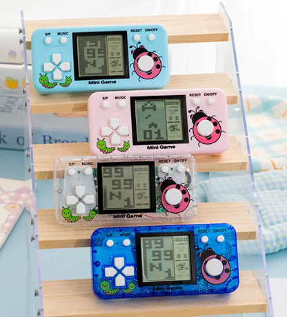 Transparent Mini Handheld Game Console 26 Classic Russian Block Games Backpack Pendant Toy For Chrismas