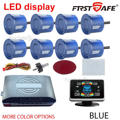 22mm Reversing Radar LED Parking Sensor Kit 6/8 Probes Multi Language Alarm Indicator 12 Colors Universal Auto Safety Accessorie