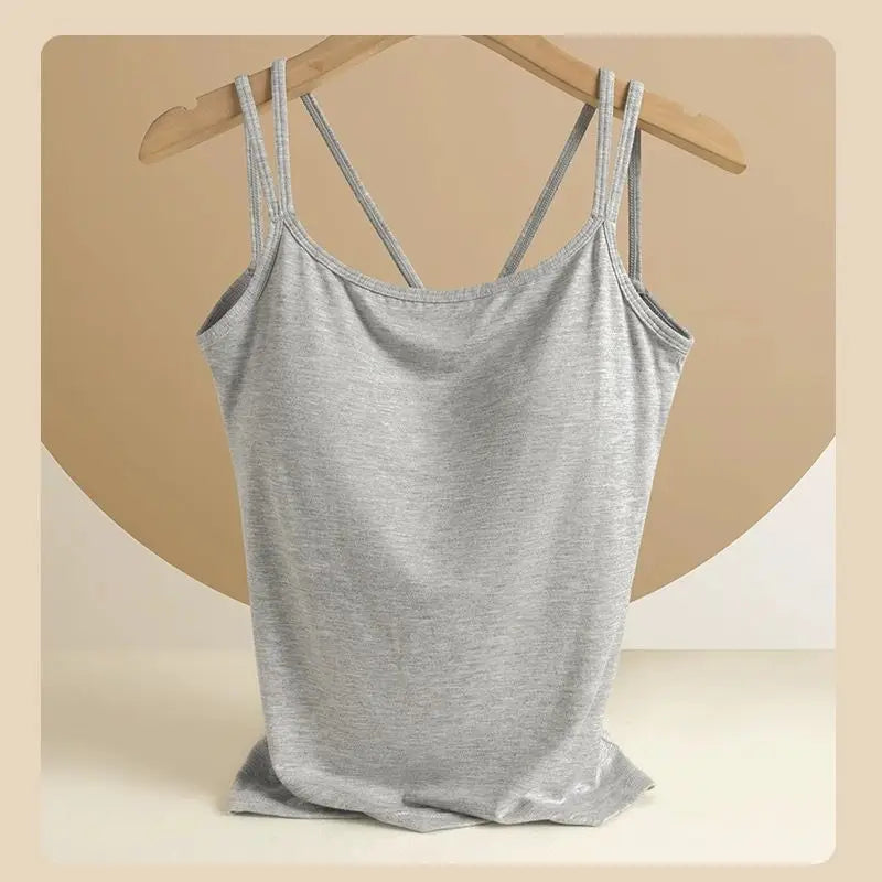 For 40-100kg Modal Camisole Top Plus Size with Chest Pad Integrated Suspenders Vest for Women Base Underwear Tank Top