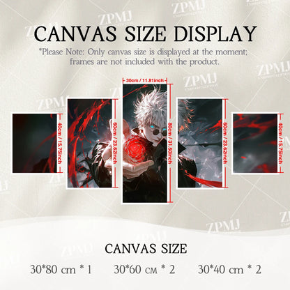 Anime Jujutsu Kaisen Character 5PCS Home Decor Canvas Paintings Pictures Wall Art Printed Poster No Frame Artwork Living Room