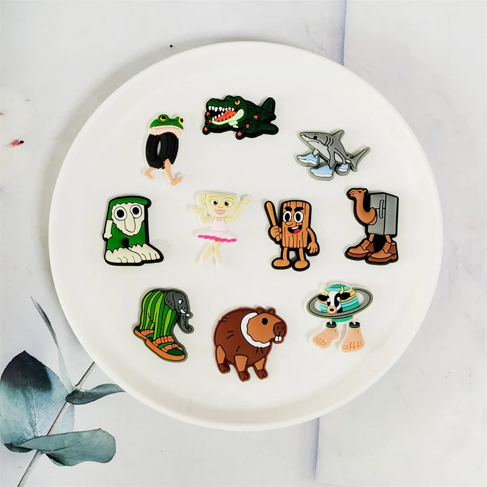 13/50pcs Italian Brainrot Funny Animal Shoe Charms Accessories Children Shoe Decorations Fit Wristband Clogs Sandal Kids Gifts
