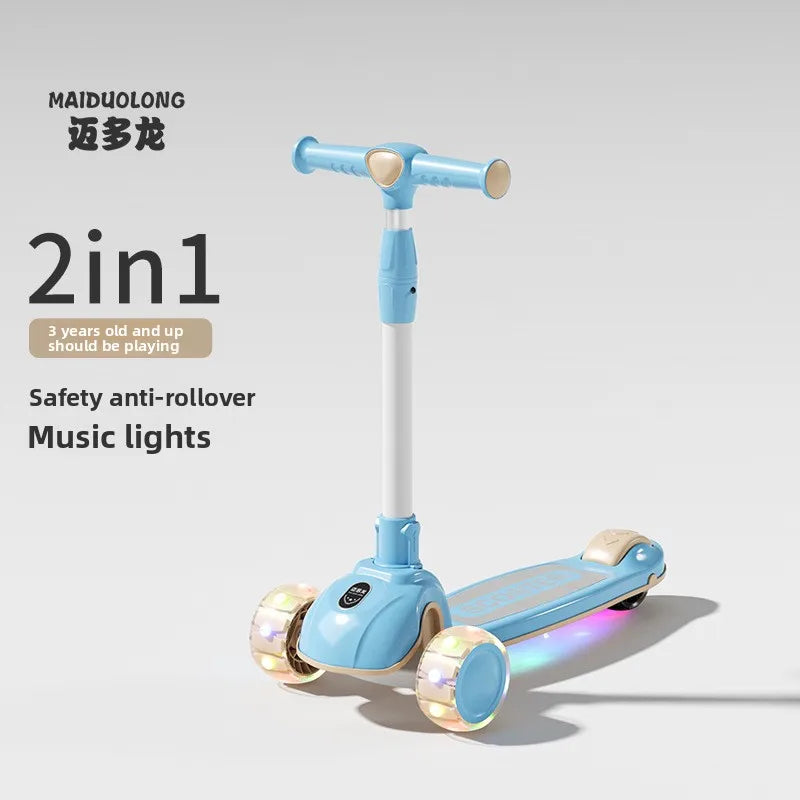1-in-1 Kids Scooter, Foldable Ride-On Tricycle for Toddlers Ideal for developing children’s sense of balance