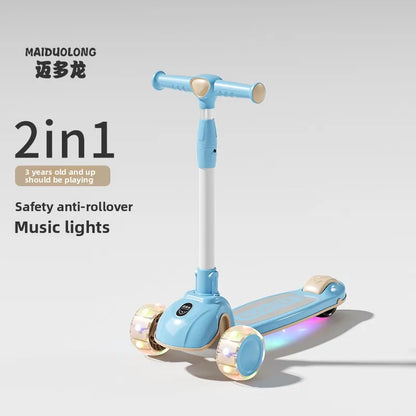 1-in-1 Kids Scooter, Foldable Ride-On Tricycle for Toddlers Ideal for developing children’s sense of balance