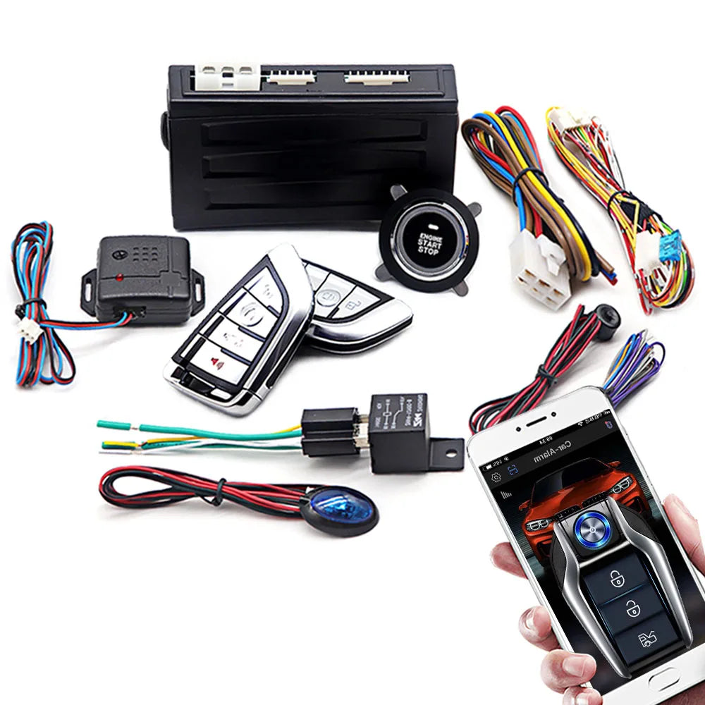 Universal Car Alarm Keyless Entry System Smart APP Start Stop System for Cars Auto Ignition Button with Remote Starter Start Kit