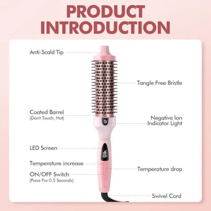 Dovza Blowout Boost Thermal Brush - 1.5 Inch Thermal Brush and Curling Iron for Voluminous Blowout, Dual Voltage, Ceramic Tourm