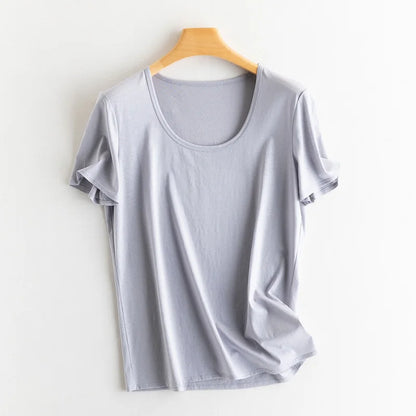 Summer Short Sleeve T-Shirt Women Tee Shirts Real Silk Linen Cotton T Shirt Women's Casual Tees V-neck Woman Tshirt Solid Tops