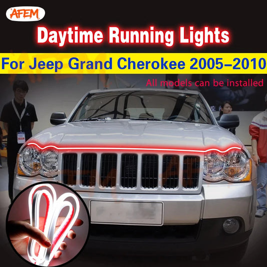 Car Engine Hood Guide Decorative Light Bar For Jeep Grand Cherokee 2005-2010 Led Car Hood Lights Strip Car Daytime Running Light