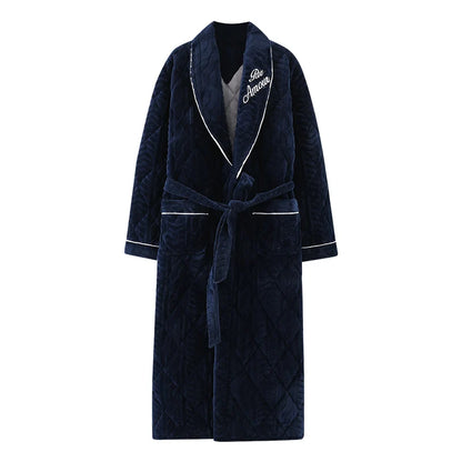 Winter Men Bath Robe 3 Layer Clip Cotton Bathrobe Male Dressing Gown Pijamas Hombre