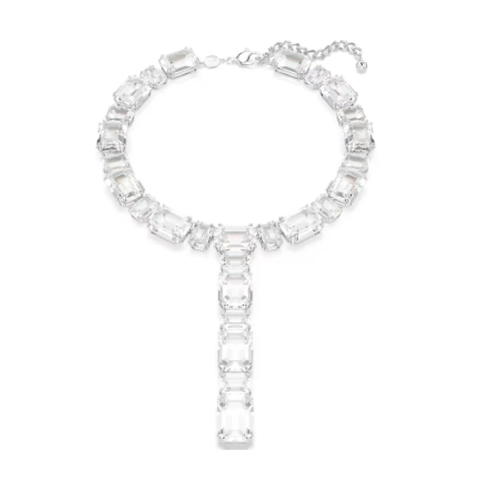 New shoe style inlaid mixed crystal interlocking rose gold pearl romantic heart-shaped necklace