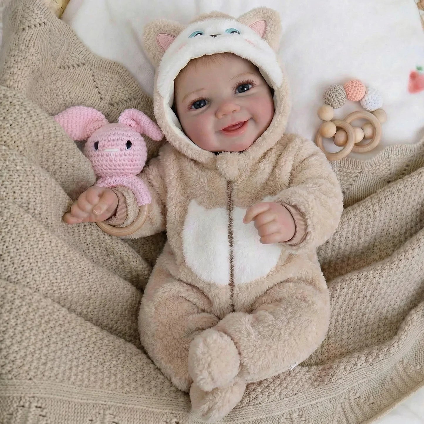 NPK 18inch Lifelike Reborn Baby Doll Newborn Full Body Cloth Skin Vivienne Multiple Layers 3D Painting Collectible Toy