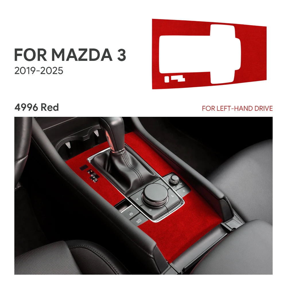 For Mazda 3 Axela 2019 2020 2021 2022 2023 2024 2025 Central Console Gear Shift Panel Top Suede Sticker Car Interior Trim