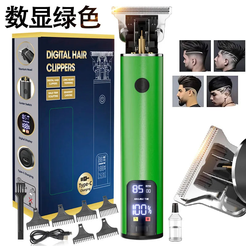 Professional Electric Hair Clipper - Fast Charging Bald Head Trimmer with Oil forCarving Home & Barber Use
