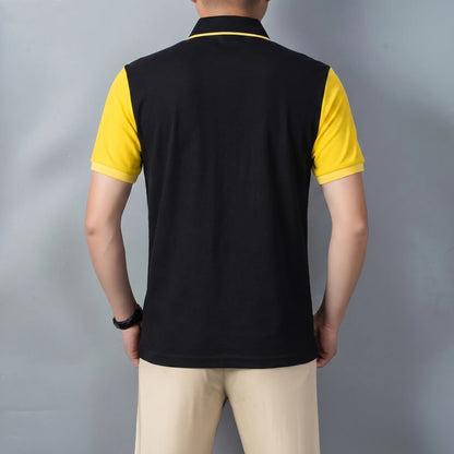 Hot Sale Men's Pure Cotton Embroidered Polo Shirt Plus Size Contrast Color Split Breathable Business Casual Tops Factory Dire
