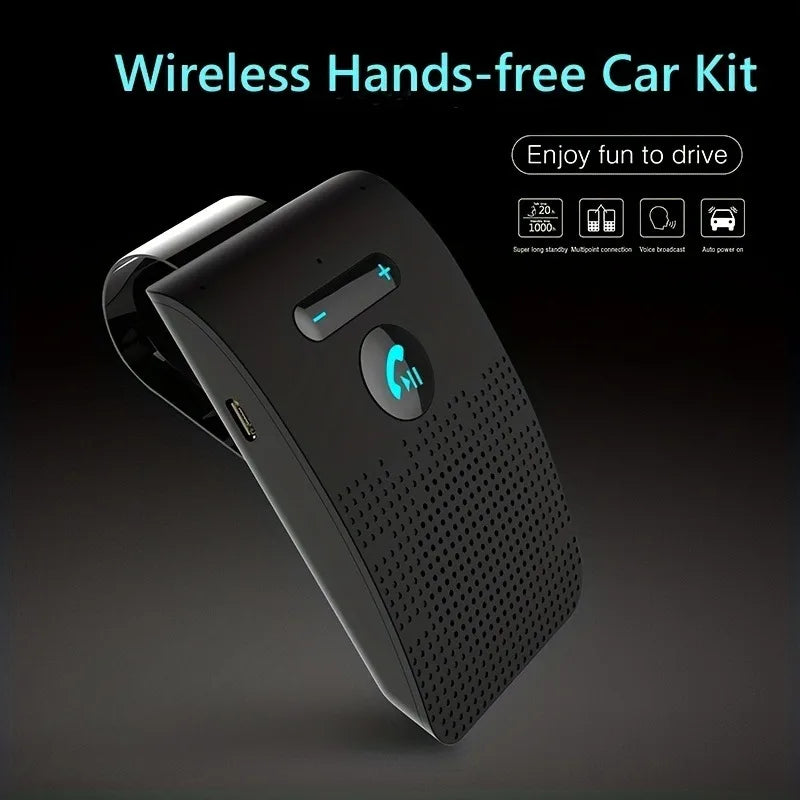 Wireless Bluetooth Hands-Free Car Kit with Sun Visor Speakerphone for Multi-Point Calls